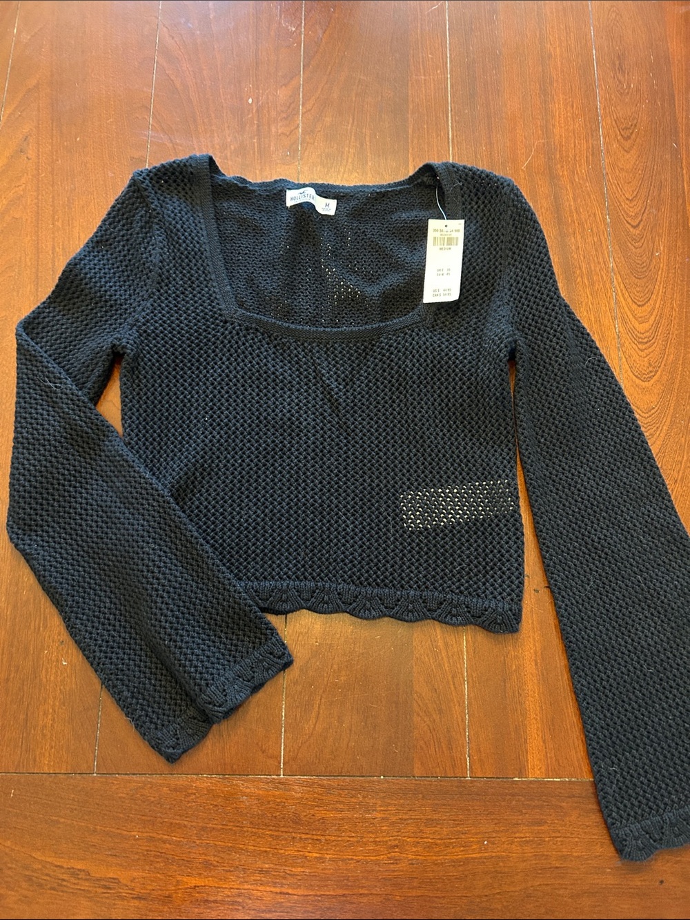 Hollister Black Scoop Neck Cropped Knit Sweater